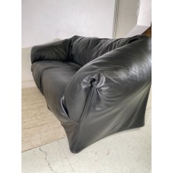 DIVANO TENTAZIONE CASSINA MARIO BELLINI VINTAGE PELLE NERA 1970 SOFA 2 POSTI