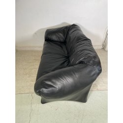 DIVANO TENTAZIONE CASSINA MARIO BELLINI VINTAGE PELLE NERA 1970 SOFA 2 POSTI