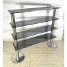 LIBRERIA DESIGN ITALIANO METALLO CROMATO ANNI 60 4 RIPIANI VETRO FUME VINTAGE
