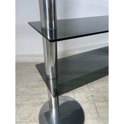 LIBRERIA DESIGN ITALIANO METALLO CROMATO ANNI 60 4 RIPIANI VETRO FUME VINTAGE