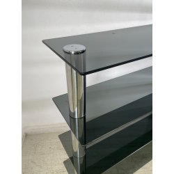 LIBRERIA DESIGN ITALIANO METALLO CROMATO ANNI 60 4 RIPIANI VETRO FUME VINTAGE