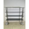 LIBRERIA DESIGN ITALIANO METALLO CROMATO ANNI 60 4 RIPIANI VETRO FUME VINTAGE