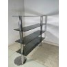 LIBRERIA DESIGN ITALIANO METALLO CROMATO ANNI 60 4 RIPIANI VETRO FUME VINTAGE