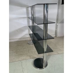 LIBRERIA DESIGN ITALIANO METALLO CROMATO ANNI 60 4 RIPIANI VETRO FUME VINTAGE