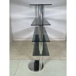 LIBRERIA DESIGN ITALIANO METALLO CROMATO ANNI 60 4 RIPIANI VETRO FUME VINTAGE