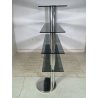 LIBRERIA DESIGN ITALIANO METALLO CROMATO ANNI 60 4 RIPIANI VETRO FUME VINTAGE
