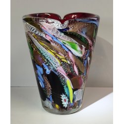 VASO Tutti Frutti VETRO MURANO DESIGN attr. Dino Martens Seguso ANNI 50 Red Vase