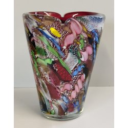 VASO Tutti Frutti VETRO MURANO DESIGN attr. Dino Martens Seguso ANNI 50 Red Vase