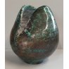 VASO a GEMMA Ceramica Raku EPOCA 900 Smalto Effetto Metallo VERDE RAME Old Vase