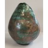 VASO a GEMMA Ceramica Raku EPOCA 900 Smalto Effetto Metallo VERDE RAME Old Vase