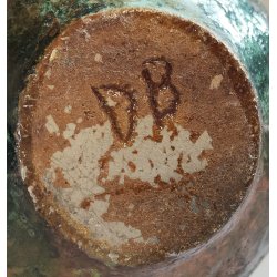 VASO a GEMMA Ceramica Raku EPOCA 900 Smalto Effetto Metallo VERDE RAME Old Vase