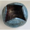 VASO a PETALO Ceramica Raku EPOCA 900 Fat Lava Craquelé VERDE PETROLIO Old Vase