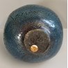 VASO a PETALO Ceramica Raku EPOCA 900 Fat Lava Craquelé VERDE PETROLIO Old Vase