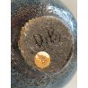 VASO a PETALO Ceramica Raku EPOCA 900 Fat Lava Craquelé VERDE PETROLIO Old Vase