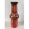 VASO a TROMBA Ceramica Fat Lava ROSSO NERO epoca '900 marchio T Old Ceramic Vase