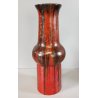 VASO a TROMBA Ceramica Fat Lava ROSSO NERO epoca '900 marchio T Old Ceramic Vase