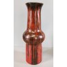 VASO a TROMBA Ceramica Fat Lava ROSSO NERO epoca '900 marchio T Old Ceramic Vase