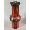 VASO a TROMBA Ceramica Fat Lava ROSSO NERO epoca '900 marchio T Old Ceramic Vase