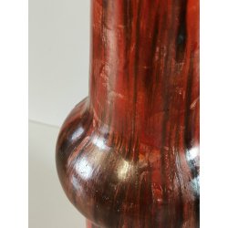 VASO a TROMBA Ceramica Fat Lava ROSSO NERO epoca '900 marchio T Old Ceramic Vase