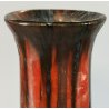 VASO a TROMBA Ceramica Fat Lava ROSSO NERO epoca '900 marchio T Old Ceramic Vase