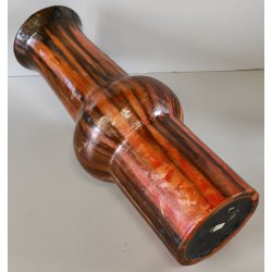 VASO a TROMBA Ceramica Fat Lava ROSSO NERO epoca '900 marchio T Old Ceramic Vase