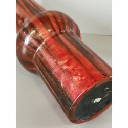 VASO a TROMBA Ceramica Fat Lava ROSSO NERO epoca '900 marchio T Old Ceramic Vase