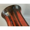 VASO a TROMBA Ceramica Fat Lava ROSSO NERO epoca '900 marchio T Old Ceramic Vase