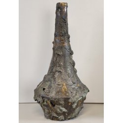VASO SCULTURA BRUTALISTA Ceramica Fat Lava GIALLO epoca '900 Old Ceramic Vase