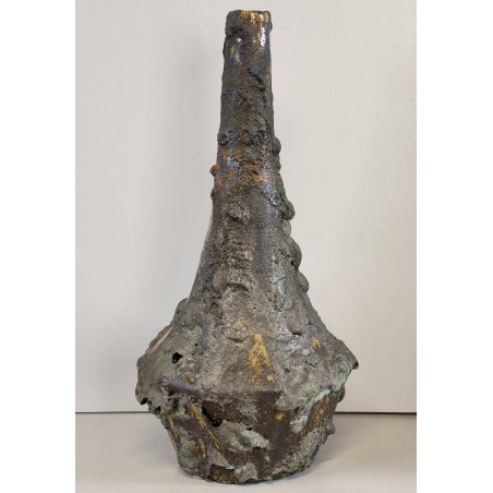 VASO SCULTURA BRUTALISTA Ceramica Fat Lava GIALLO epoca '900 Old Ceramic Vase
