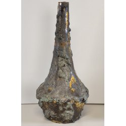 VASO SCULTURA BRUTALISTA Ceramica Fat Lava GIALLO epoca '900 Old Ceramic Vase