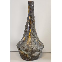 VASO SCULTURA BRUTALISTA Ceramica Fat Lava GIALLO epoca '900 Old Ceramic Vase