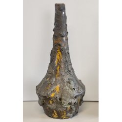 VASO SCULTURA BRUTALISTA Ceramica Fat Lava GIALLO epoca '900 Old Ceramic Vase