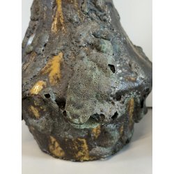 VASO SCULTURA BRUTALISTA Ceramica Fat Lava GIALLO epoca '900 Old Ceramic Vase