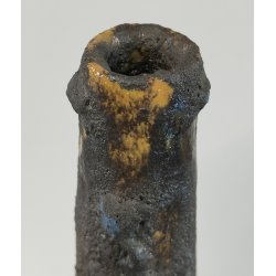 VASO SCULTURA BRUTALISTA Ceramica Fat Lava GIALLO epoca '900 Old Ceramic Vase