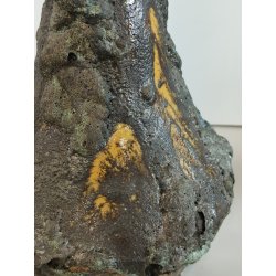 VASO SCULTURA BRUTALISTA Ceramica Fat Lava GIALLO epoca '900 Old Ceramic Vase