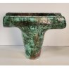 VASO a T BRUTALISTA Ceramica Raku EPOCA 900 Smalto Effetto Metallo VERDE RAME