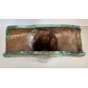 VASO a T BRUTALISTA Ceramica Raku EPOCA 900 Smalto Effetto Metallo VERDE RAME
