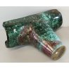 VASO a T BRUTALISTA Ceramica Raku EPOCA 900 Smalto Effetto Metallo VERDE RAME