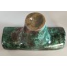 VASO a T BRUTALISTA Ceramica Raku EPOCA 900 Smalto Effetto Metallo VERDE RAME