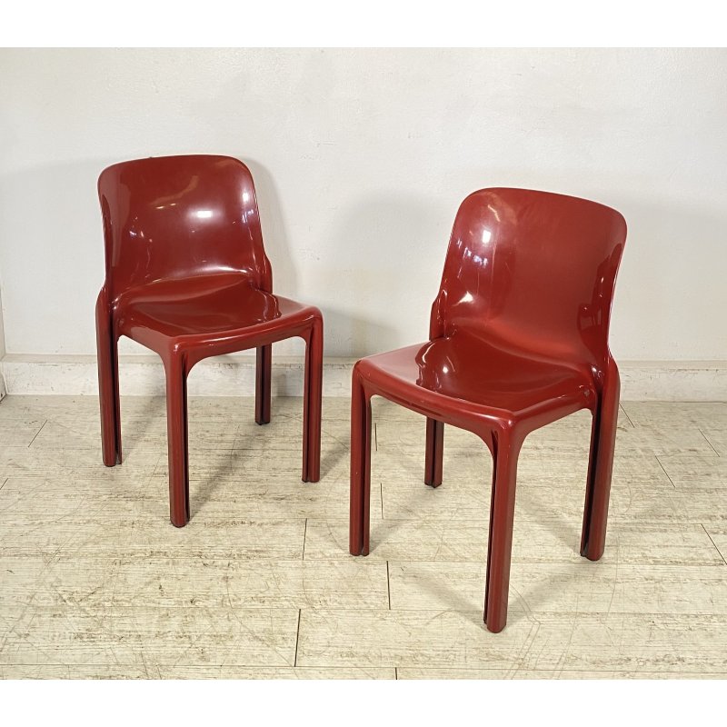 COPPIA SEDIE Vico Magistretti MOD. Selene PER Artemide ANNI 70 ABS CHAIRS DESIGN