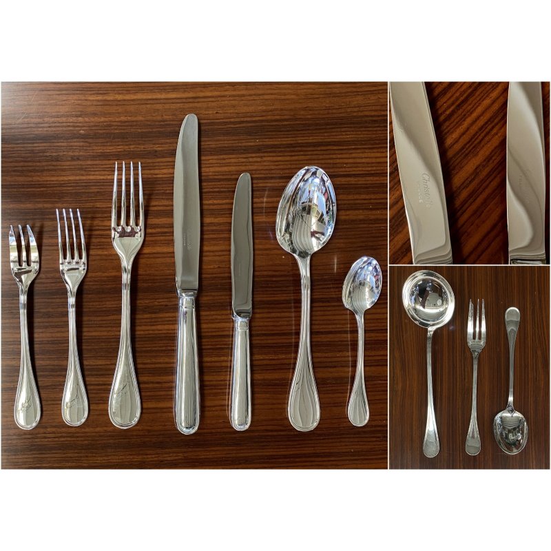 SERVIZIO 12 pers POSATE ARGENTATE Christofle Albi MIDCENTURY LUXURY CURTLERY
