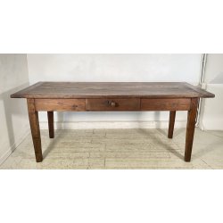 ANTICO TAVOLO PRANZO RETTANGOLARE LEGNO CASTAGNO 1 CASSETTO TABLE SALA 1800