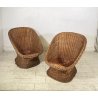 COPPIA POLTRONA VINTAGE RATTAN DESIGN MIDCENTURY BAMBU ESTERNO MIDOLLINO