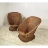 COPPIA POLTRONA VINTAGE RATTAN DESIGN MIDCENTURY BAMBU ESTERNO MIDOLLINO