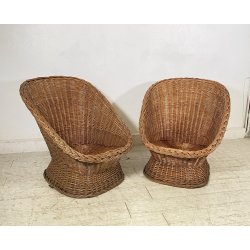 COPPIA POLTRONA VINTAGE RATTAN DESIGN MIDCENTURY BAMBU ESTERNO MIDOLLINO