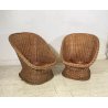 COPPIA POLTRONA VINTAGE RATTAN DESIGN MIDCENTURY BAMBU ESTERNO MIDOLLINO