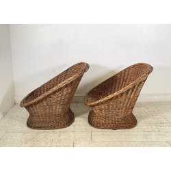 COPPIA POLTRONA VINTAGE RATTAN DESIGN MIDCENTURY BAMBU ESTERNO MIDOLLINO