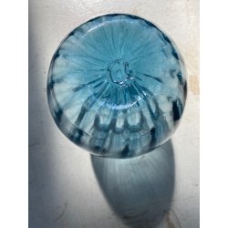 VASO VETRO Murano STILE Vittorio Zecchin AZZURRO COSTOLATO BOCCA ONDULATA 27cm/h