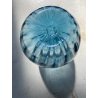 VASO VETRO Murano STILE Vittorio Zecchin AZZURRO COSTOLATO BOCCA ONDULATA 27cm/h