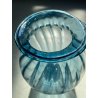 VASO VETRO Murano STILE Vittorio Zecchin AZZURRO COSTOLATO BOCCA ONDULATA 27cm/h